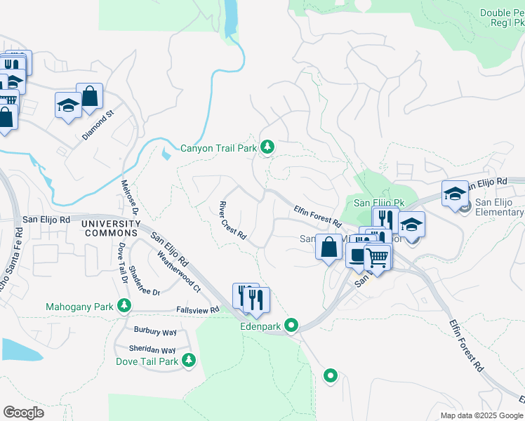 map of restaurants, bars, coffee shops, grocery stores, and more near 1523 Crescent Place in San Marcos