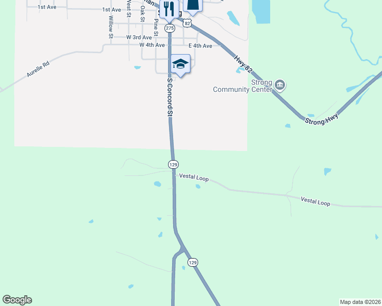 map of restaurants, bars, coffee shops, grocery stores, and more near 812 Huttig Highway in Huttig