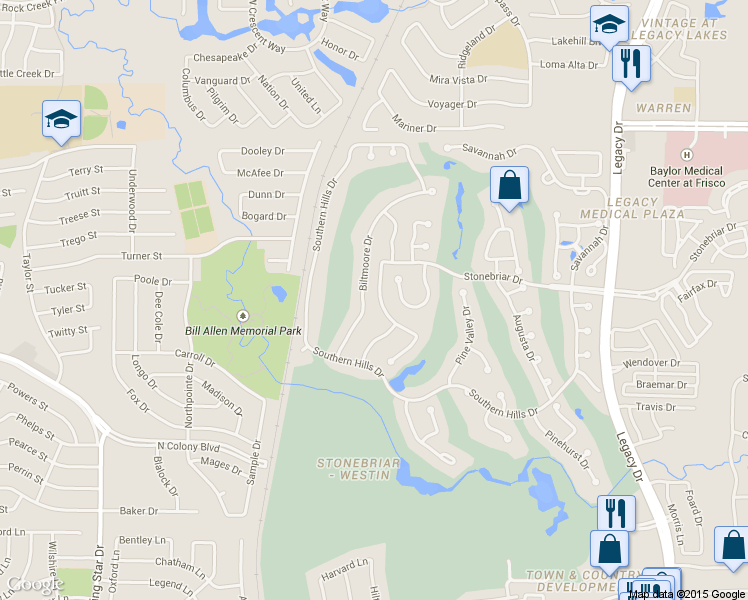 map of restaurants, bars, coffee shops, grocery stores, and more near 4629 Shadow Ridge Dr in Frisco