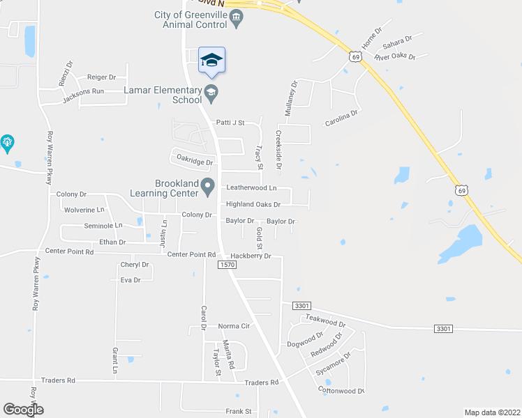 map of restaurants, bars, coffee shops, grocery stores, and more near 517 Highland Oaks Drive in Greenville