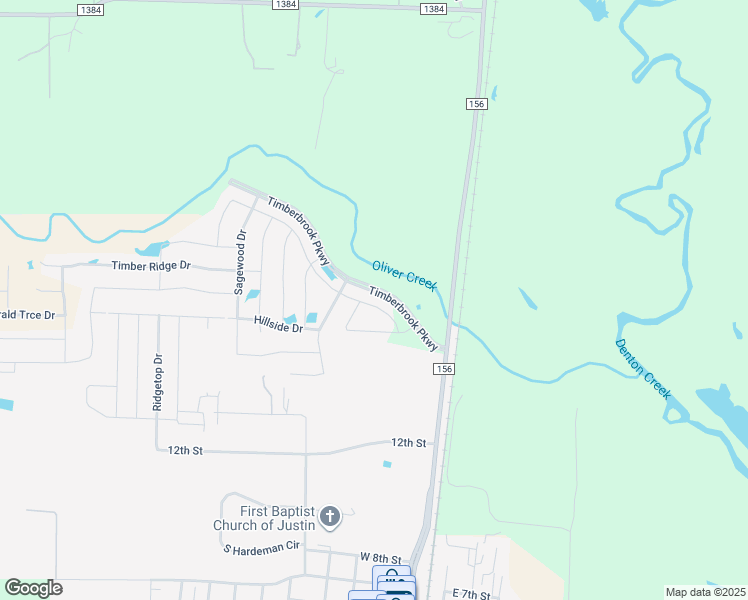 map of restaurants, bars, coffee shops, grocery stores, and more near 237 Spruce Valley Drive in Justin