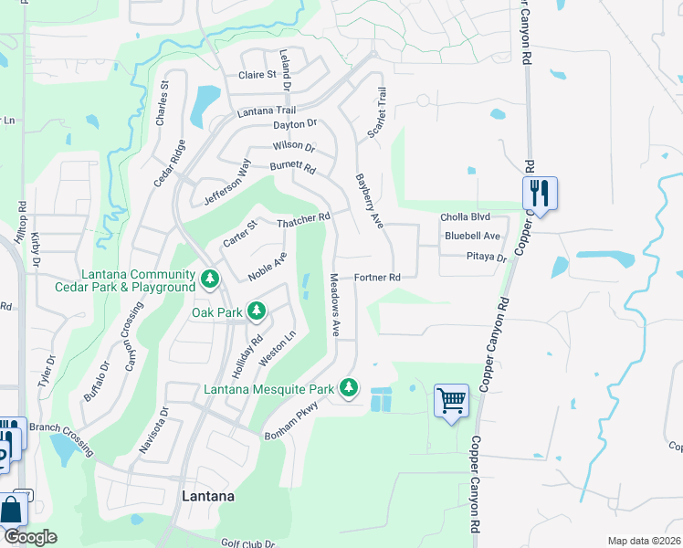 map of restaurants, bars, coffee shops, grocery stores, and more near 931 Fortner Road in Argyle