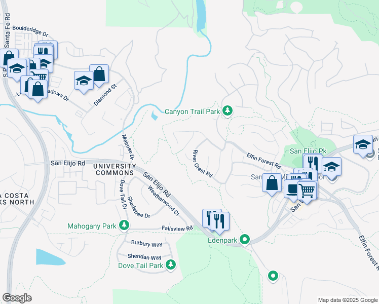 map of restaurants, bars, coffee shops, grocery stores, and more near 1530 Brookside Court in San Marcos