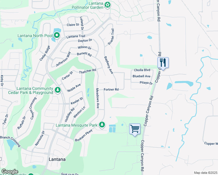 map of restaurants, bars, coffee shops, grocery stores, and more near 1101 Fortner Road in Lantana