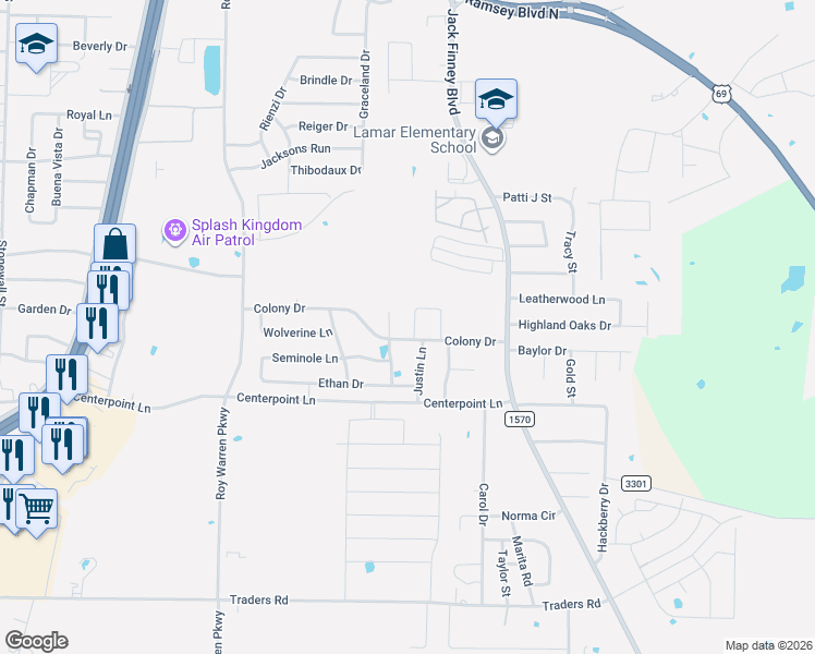 map of restaurants, bars, coffee shops, grocery stores, and more near 6819 Jade Drive in Greenville