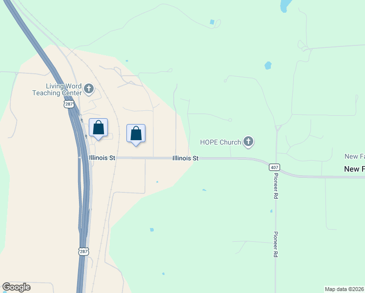 map of restaurants, bars, coffee shops, grocery stores, and more near 109 Sky Way in Rhome