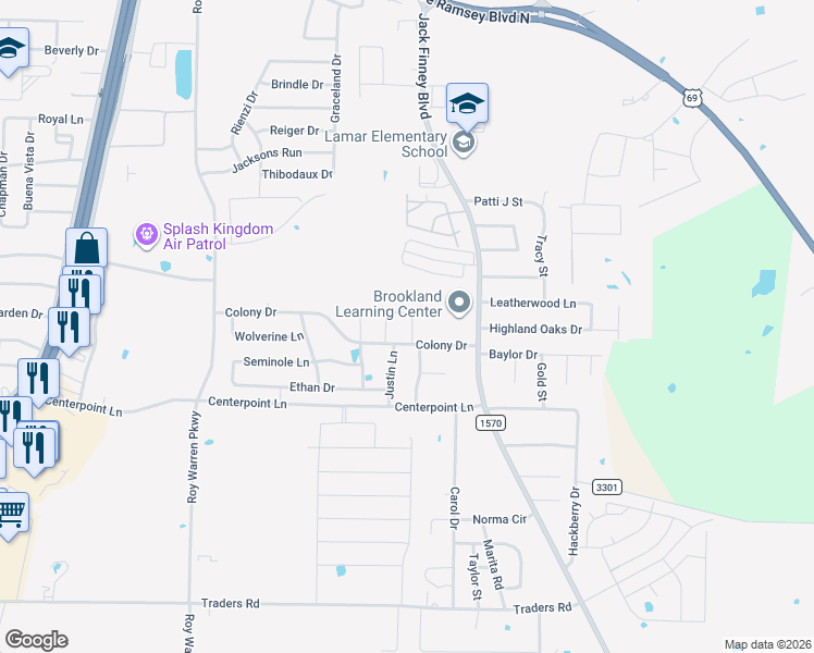 map of restaurants, bars, coffee shops, grocery stores, and more near 712 Colony Drive in Greenville