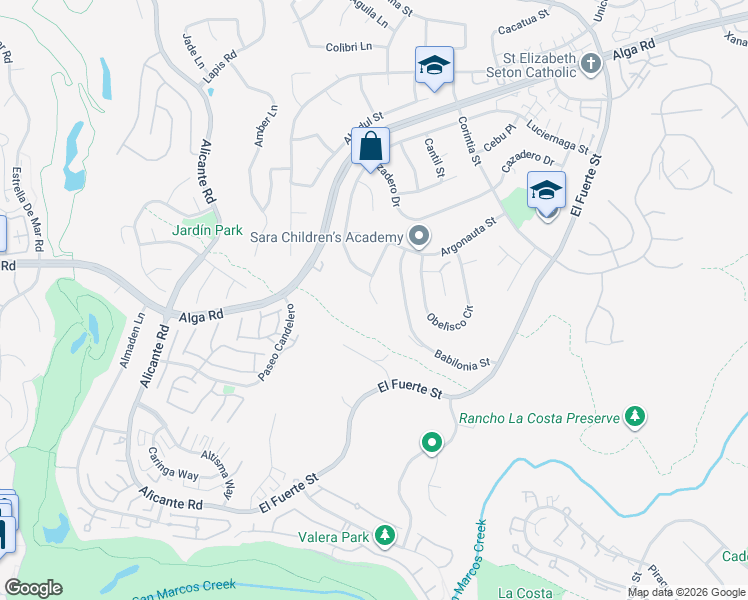map of restaurants, bars, coffee shops, grocery stores, and more near 14161 Argonauta Way in Carlsbad
