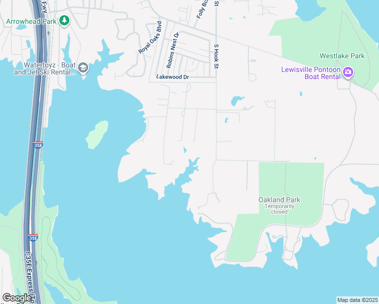 map of restaurants, bars, coffee shops, grocery stores, and more near 109 Timberlake Lane in Lake Dallas