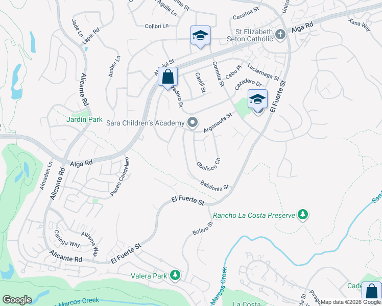 map of restaurants, bars, coffee shops, grocery stores, and more near 7133 Obelisco Circle in Carlsbad