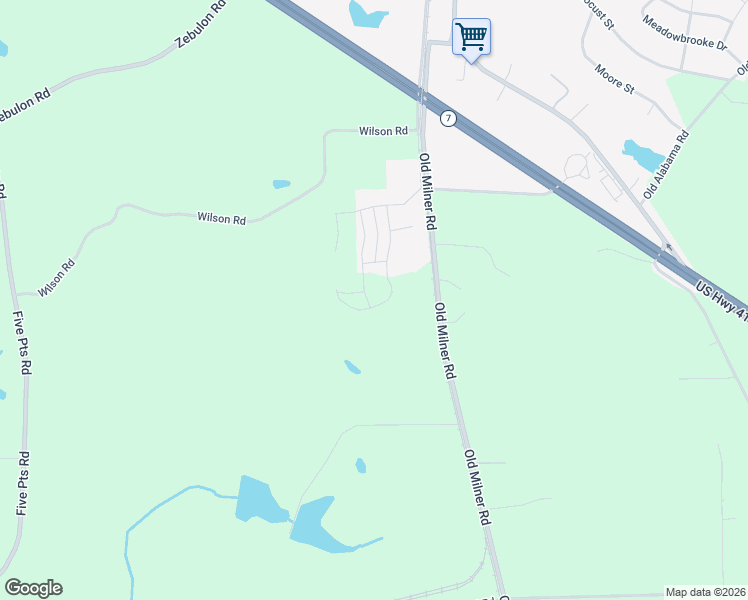 map of restaurants, bars, coffee shops, grocery stores, and more near Old Milner Road in Barnesville