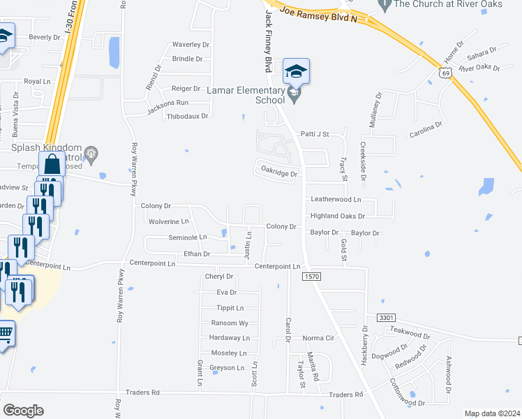 map of restaurants, bars, coffee shops, grocery stores, and more near 6811 Topaz Drive in Greenville