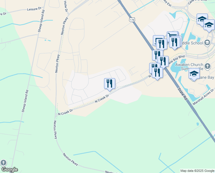 map of restaurants, bars, coffee shops, grocery stores, and more near 268 Dunlin Drive in Summerville