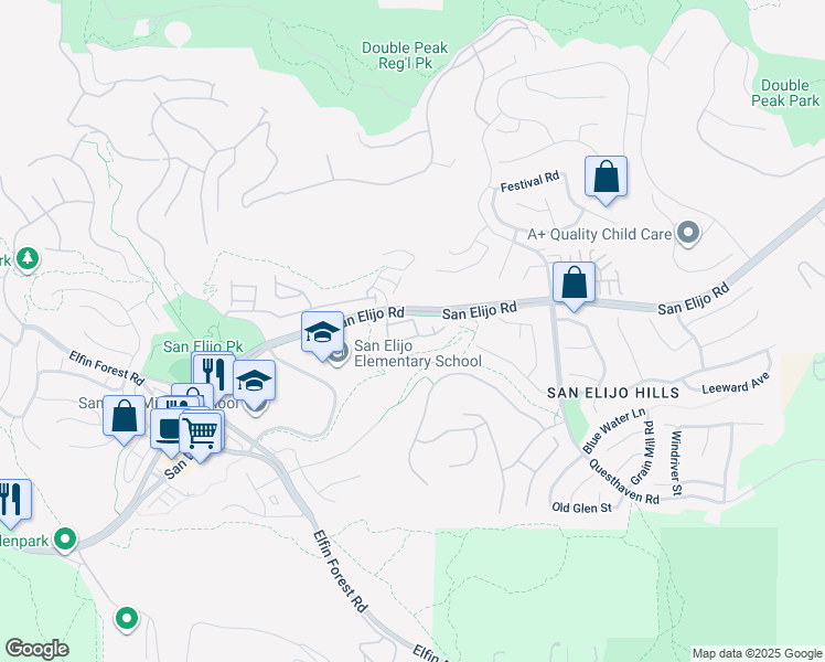 map of restaurants, bars, coffee shops, grocery stores, and more near 1174 Caprise Drive in San Marcos