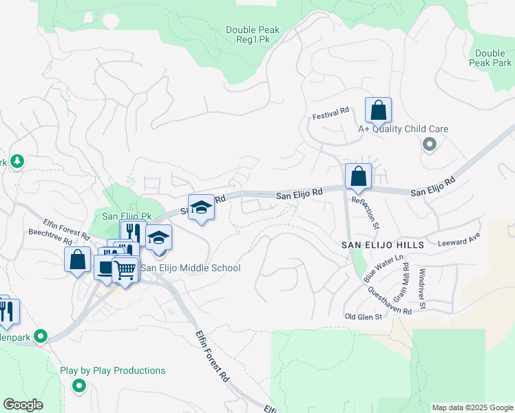 map of restaurants, bars, coffee shops, grocery stores, and more near 1614 Hope Street in San Marcos