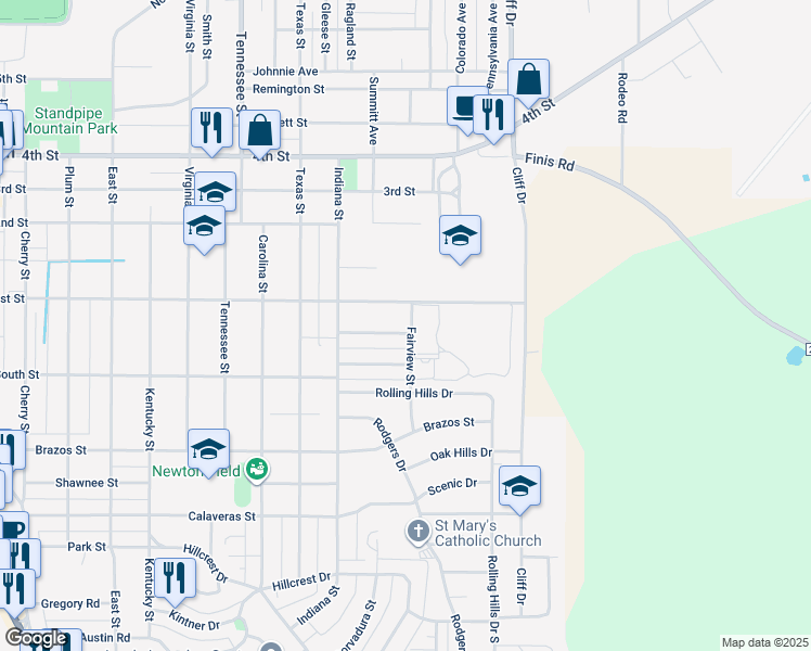 map of restaurants, bars, coffee shops, grocery stores, and more near 1330 1st Street in Graham