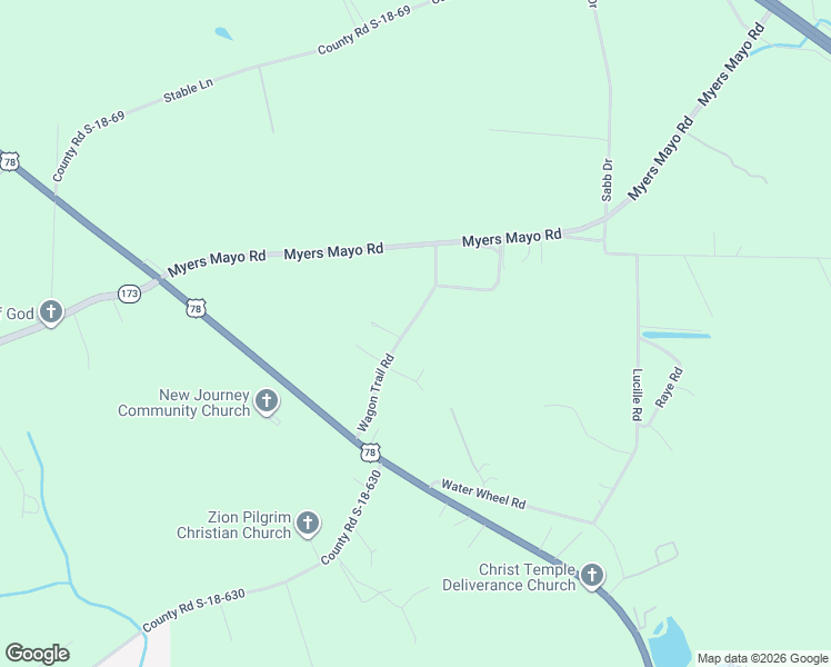 map of restaurants, bars, coffee shops, grocery stores, and more near 161 Wagon Trail Road in Ridgeville