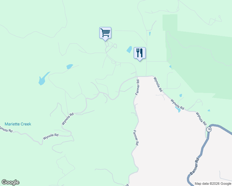 map of restaurants, bars, coffee shops, grocery stores, and more near 2130 Wynola Road in Julian