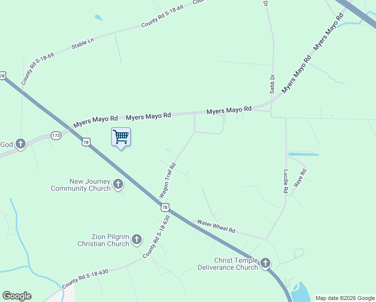 map of restaurants, bars, coffee shops, grocery stores, and more near 161 Wagon Trail Road in Ridgeville