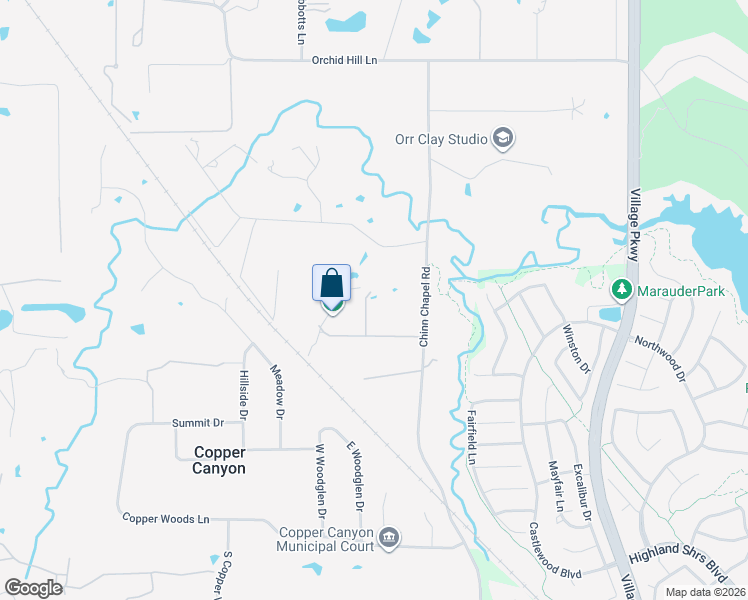 map of restaurants, bars, coffee shops, grocery stores, and more near 2 High Meadow Place in Lewisville