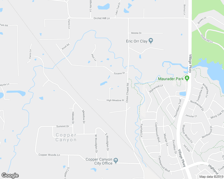 map of restaurants, bars, coffee shops, grocery stores, and more near 2 High Meadow Place in Lewisville