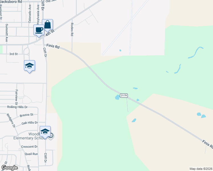 map of restaurants, bars, coffee shops, grocery stores, and more near Finis Road in Graham