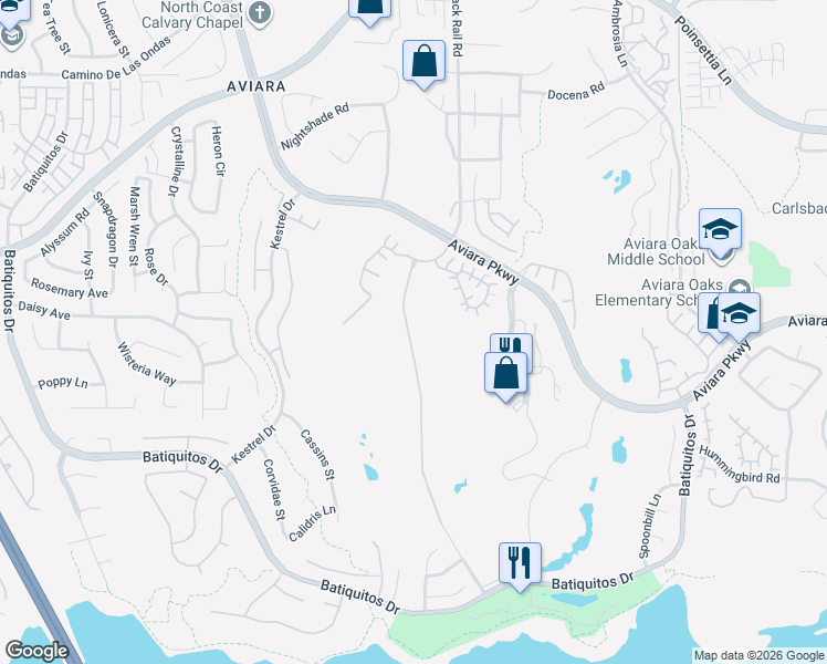 map of restaurants, bars, coffee shops, grocery stores, and more near 7124 Aviara Drive in Carlsbad