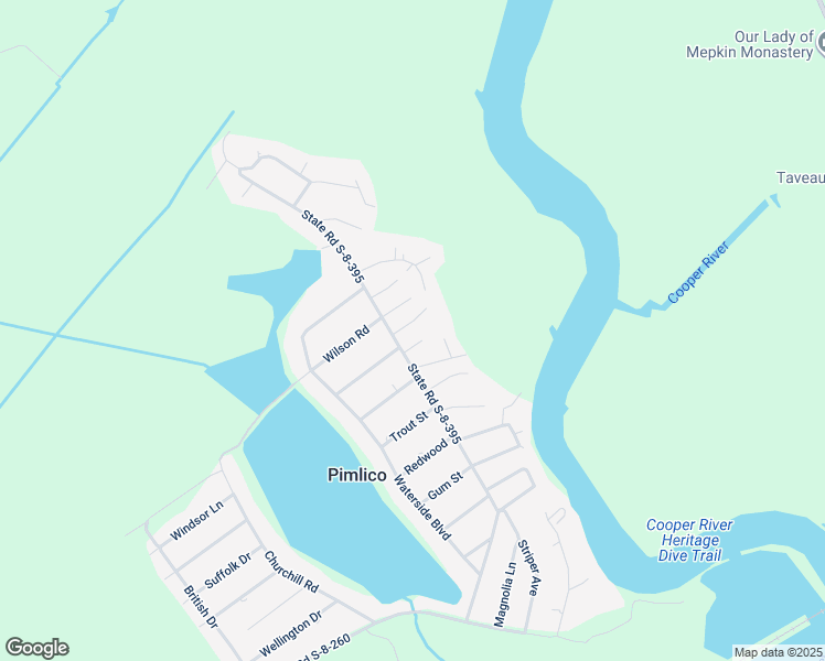 map of restaurants, bars, coffee shops, grocery stores, and more near 1802 Ringneck Rd in Moncks Corner