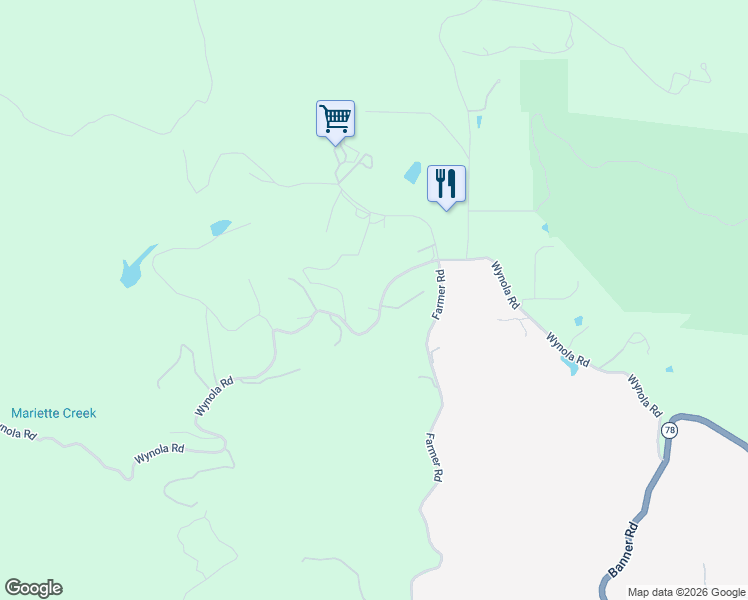 map of restaurants, bars, coffee shops, grocery stores, and more near 2130 Wynola Road in Julian