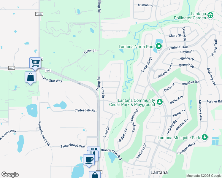 map of restaurants, bars, coffee shops, grocery stores, and more near 400 Perkins Drive in Argyle