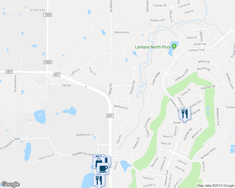 map of restaurants, bars, coffee shops, grocery stores, and more near 308 Perkins Drive in Argyle