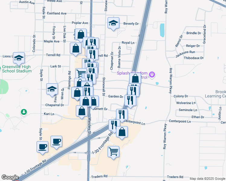 map of restaurants, bars, coffee shops, grocery stores, and more near 2511 Broadview St in Greenville