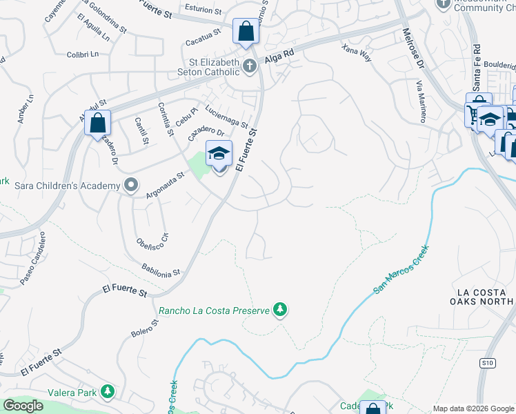 map of restaurants, bars, coffee shops, grocery stores, and more near 3200 Sitio Montecillo in Carlsbad