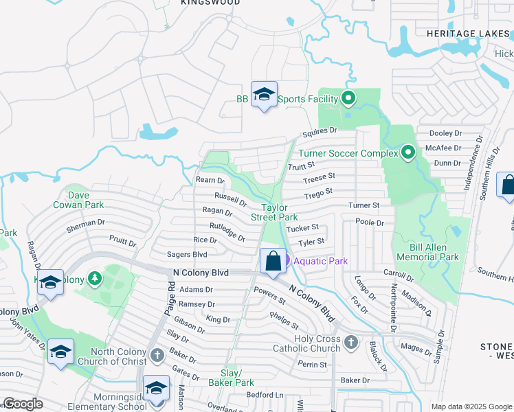 map of restaurants, bars, coffee shops, grocery stores, and more near 5576 Russell Drive in The Colony
