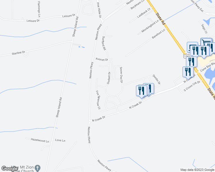 map of restaurants, bars, coffee shops, grocery stores, and more near 201 Godwit Drive in Summerville