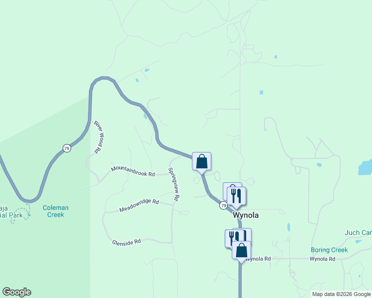 map of restaurants, bars, coffee shops, grocery stores, and more near 4700 California 78 in Julian
