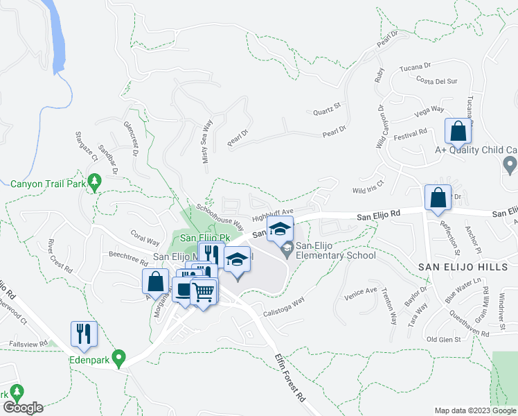 map of restaurants, bars, coffee shops, grocery stores, and more near 1439 Clearview Way in San Marcos