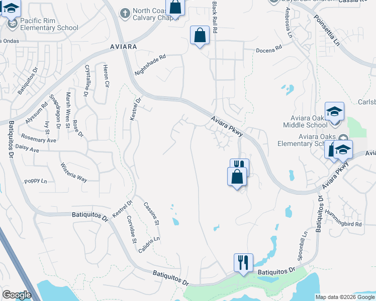 map of restaurants, bars, coffee shops, grocery stores, and more near 7120 Aviara Drive in Carlsbad