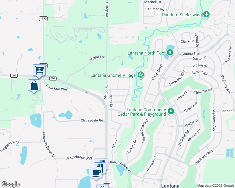 map of restaurants, bars, coffee shops, grocery stores, and more near 400 Perkins Drive in Argyle