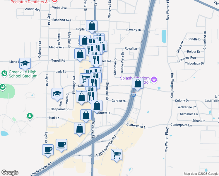 map of restaurants, bars, coffee shops, grocery stores, and more near 2604 Hillcrest Avenue in Greenville