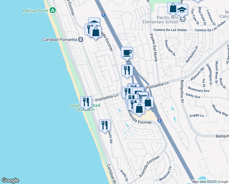 map of restaurants, bars, coffee shops, grocery stores, and more near 637 Sand Shell Avenue in Carlsbad