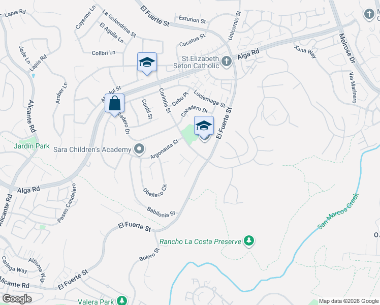 map of restaurants, bars, coffee shops, grocery stores, and more near 6827 Corintia Street in Carlsbad