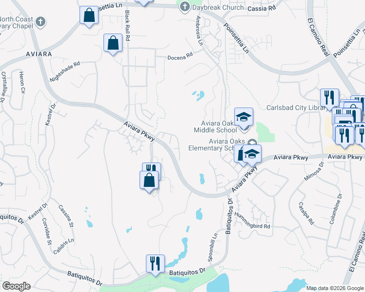 map of restaurants, bars, coffee shops, grocery stores, and more near 1636 Cormorant Drive in Carlsbad