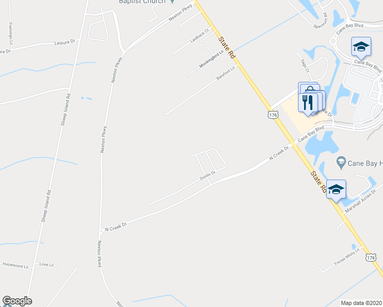 map of restaurants, bars, coffee shops, grocery stores, and more near 403 Dunlin Drive in Summerville