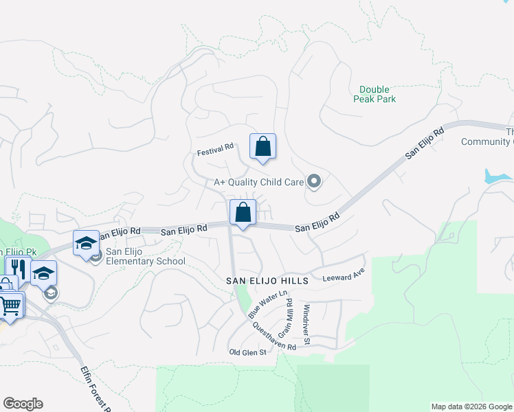 map of restaurants, bars, coffee shops, grocery stores, and more near 1387 Dolomite Way in San Marcos