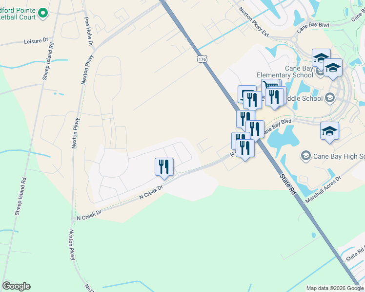 map of restaurants, bars, coffee shops, grocery stores, and more near 340 Dunlin Drive in Summerville
