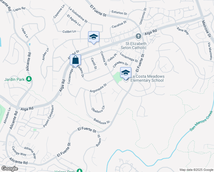 map of restaurants, bars, coffee shops, grocery stores, and more near 2727 Argonauta Street in Carlsbad