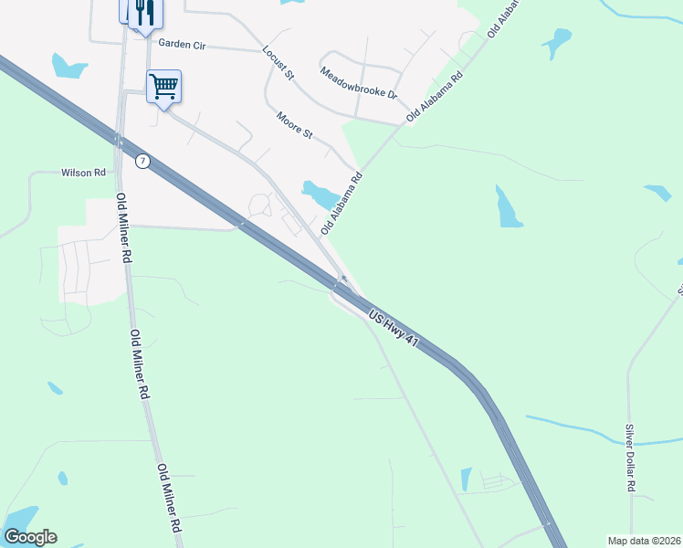 map of restaurants, bars, coffee shops, grocery stores, and more near 102 Main Street in Milner