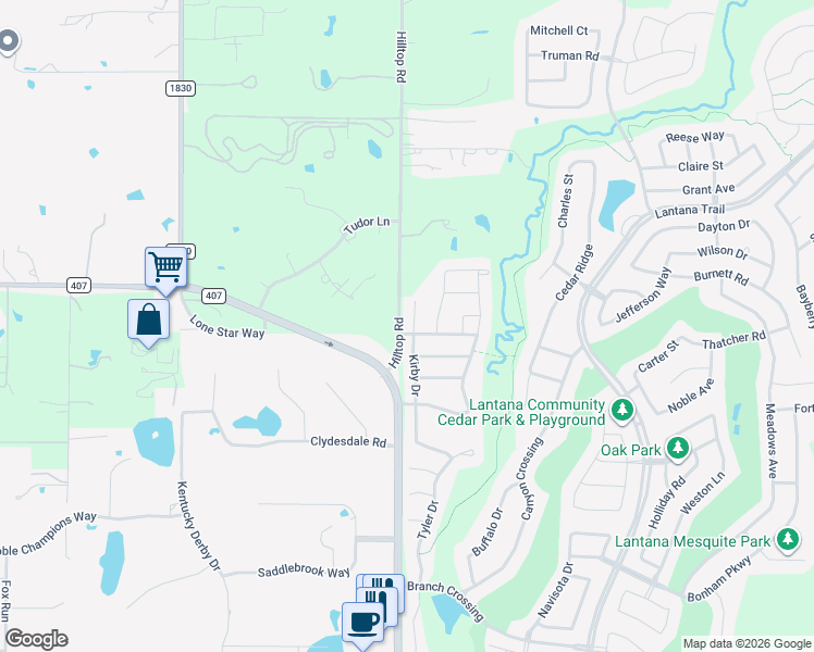 map of restaurants, bars, coffee shops, grocery stores, and more near 12883 Hilltop Road in Argyle