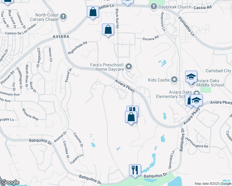 map of restaurants, bars, coffee shops, grocery stores, and more near 7275 Surfbird Circle in Carlsbad